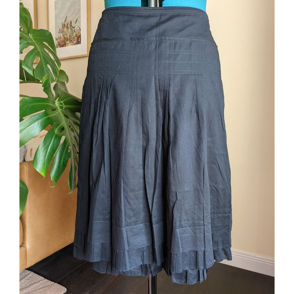 Ann Taylor Black Cotton Summer Skirt with Cute Detailing - NWT